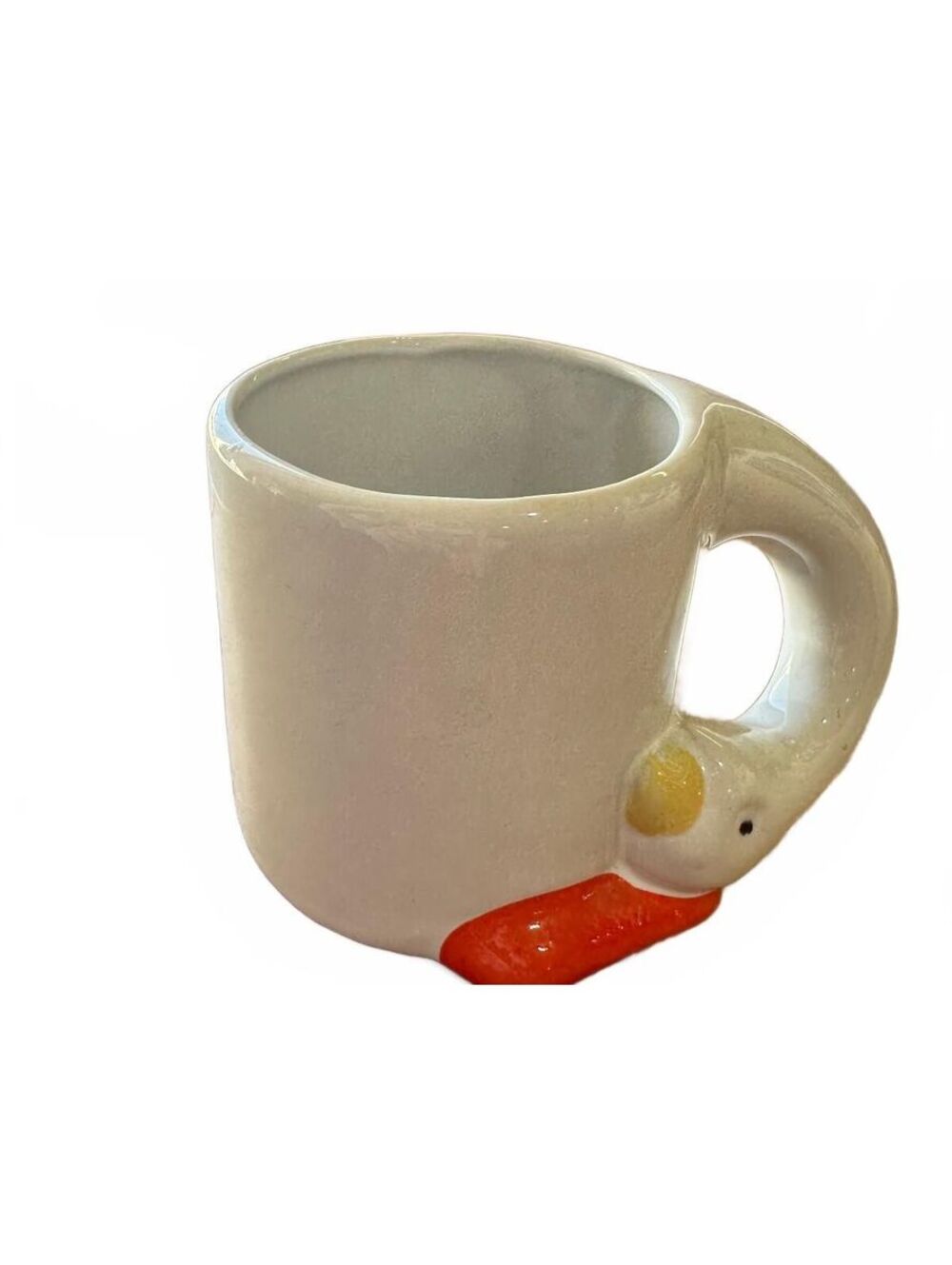 Vintage Figural White Duck Mug Orange Bill 3.25"